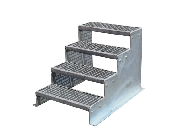 Gitterrosttreppe Stahltreppe Industrietreppe Höhe 640 mm Treppe Standtreppe 4 Stufen