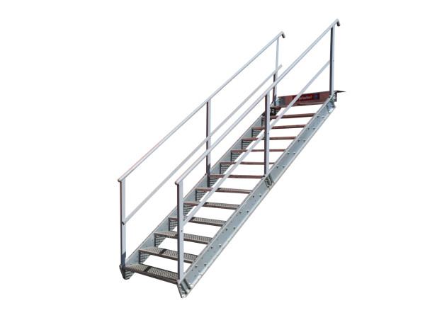 Industrietreppe Stahltreppe Höhe 2585 mm Stahlwangentreppe verzinkt 14 Stufen Treppe